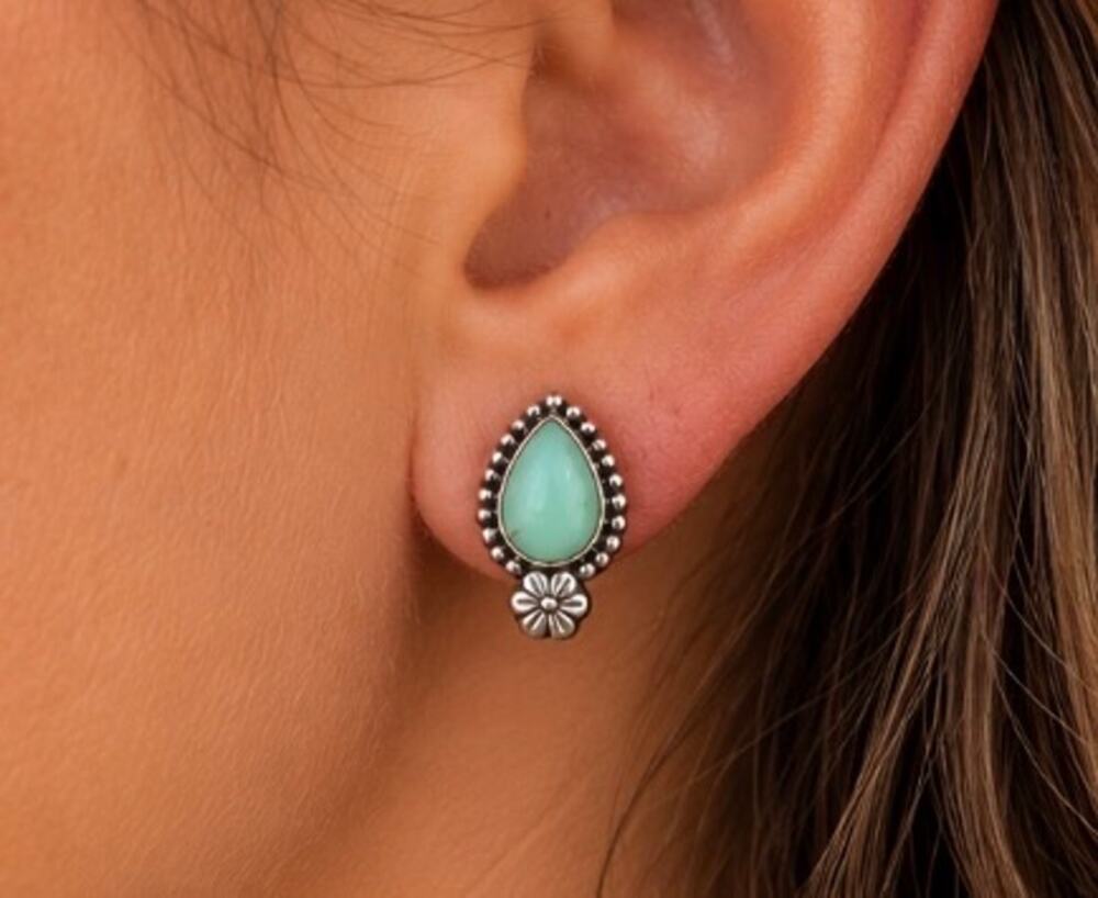 Paloma Turquoise Sterling Silver Post Earrings – Southwestern Teardrop Design